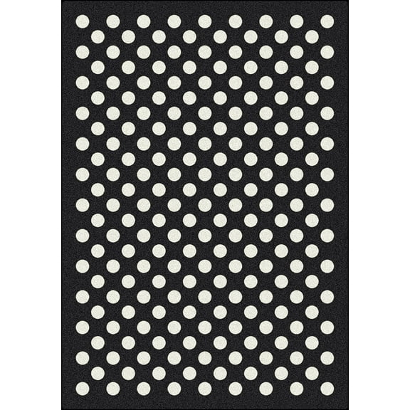 Milliken Black & White Area Rug Eclipse Nightfall Black Polka Dots Circles 5' 4" x 7' 8" Rectangle