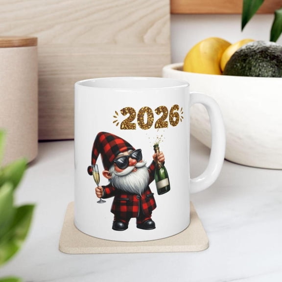 2026 New Year's Eve Gnome Coffee Mug, H1oliday Tea Cup Gift