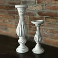 thumbnail image 3 of Contemporary Home Living Set of 2 Antique White Unique Tall Candle Stick Holder, 16.25", 3 of 3