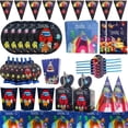 thumbnail image 2 of Vajilla desechable de juego espacial, mantel, bolsa de regalo, suministros para fiestas de nacimiento, juego Among Birthday, 10 personas, 2 of 4
