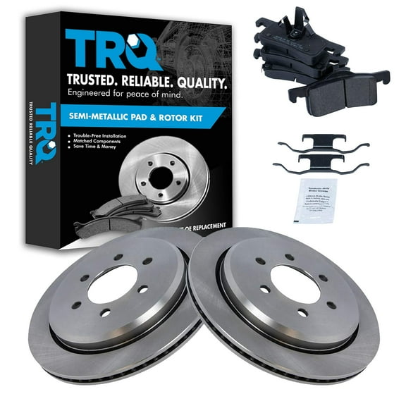 TRQ Rear Brake Pad & Rotor Kit Brake Pads Brake Rotor Semi-Metallic Fits Select 2003-2006 Ford Expedition Lincoln Navigator