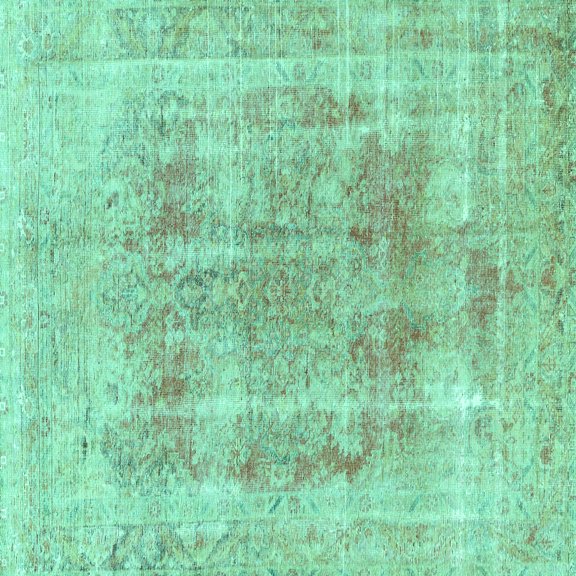 Ahgly Company Indoor Square Persian Turquoise Blue Traditional Area Rugs, 7' Square
