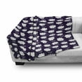 thumbnail image 3 of Rain Soft Flannel Fleece Blanket, Cumulus Style Puffy Clouds Participating White Droplets Repeating Pattern, Cozy Plush for Indoor and Outdoor Use, 60" x 80", Dark Purple and White, by Ambesonne, 3 of 6