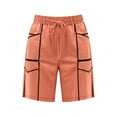 thumbnail image 3 of WMTBSRSW Women's Sweat Shorts with Pockets 5 Inch High Waisted Comfy Athletic Shorts for Women Color Block Casual Summer Drswastring Shorts Orange XX-Large, 3 of 4