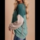 thumbnail image 5 of Camisetas Holgadas Informales de Punto con Cuello Redondo y Larga con Bloques de Color A para Mujer Verde M, 5 of 6