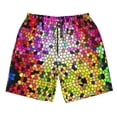 thumbnail image 4 of Bixox Men's Colorful Tie Dye Stained Glass 3 printing Casual Classic Fit Short Summer Beach Shorts, 4 of 6