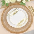 thumbnail image 2 of Efavormart 4 Pack | Natural 15" Jute Fringe White Embroidery Print Placemats, Rustic Round Woven Burlap Tassel Table Mats, 2 of 11