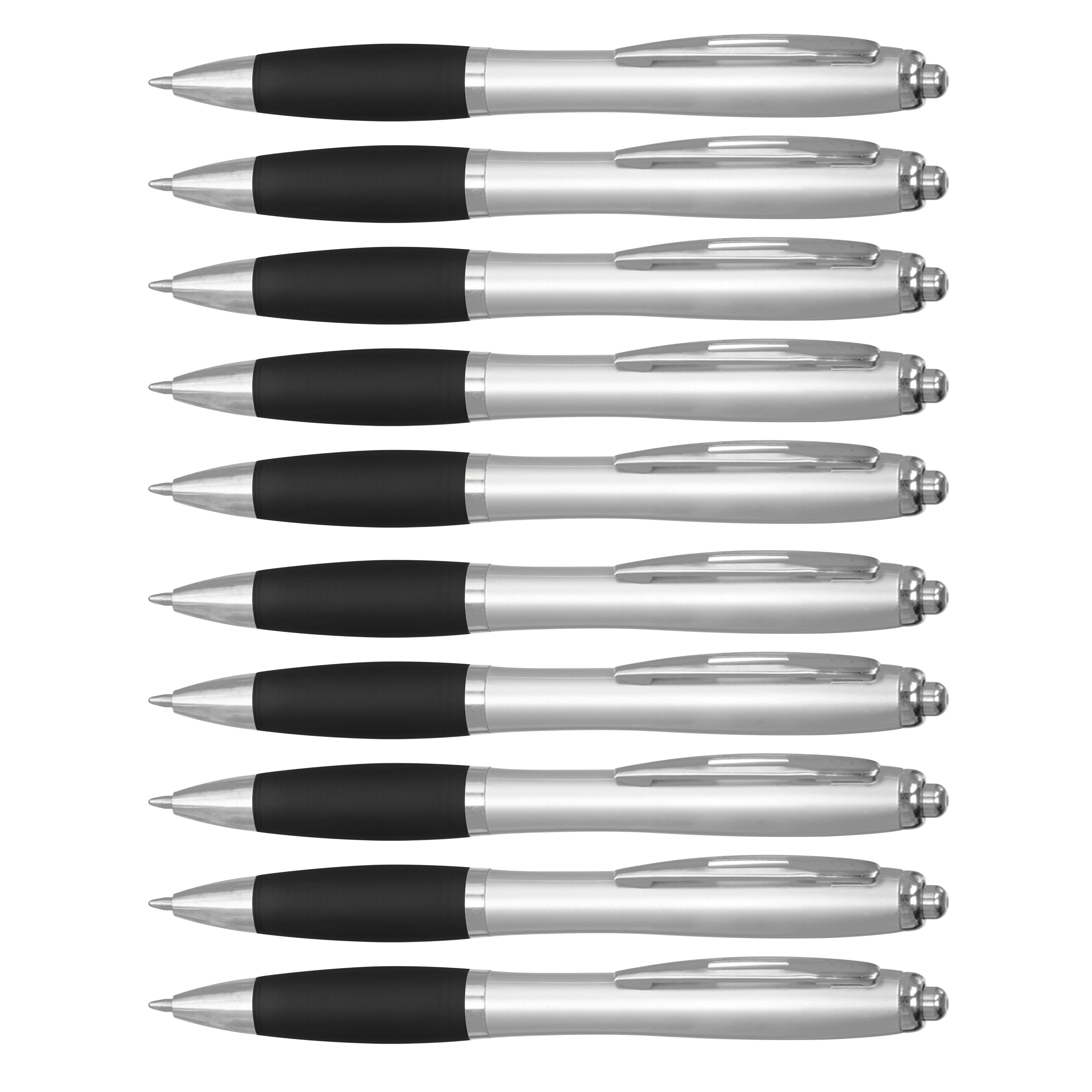 Ballpoint Pens With Rubber Grip, 10 pack, Black Ink Writing Pens in