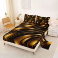 thumbnail image 2 of Castle Fairy 3D Metallic Gold Wave King Sheets 4pcs,Glossy Layered Abstract Pattern Bedding,Gold Black,1 Fitted Sheet,1 Flat Sheet and 2 Pillowcases, 2 of 6