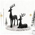 thumbnail image 6 of 2Pcs Black Christmas Reindeer Decor, Standing Sitting Deer Figurines, Mini Reindeer Statues Sculpture, for Indoor Home Cabinet Mantle Table Top Christmas Decorations, 6 of 7