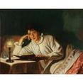 thumbnail image 2 of Wenzel Tornøe 14x12 Black Ornate Wood Framed Double Matted Museum Art Print Titled: The Artist's Wife Reads in Bed, 2 of 5