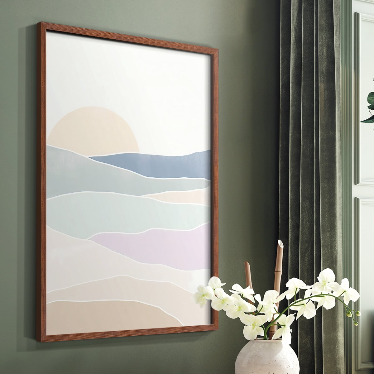 Wave Tableau I Framed Print in Brown Solid Wood 11 x 14 Framed Print