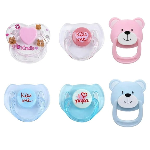 6-Piece Magnetic Doll Pacifier Set – Feeding Toy for Reborn Baby Dolls (Pink/Blue)