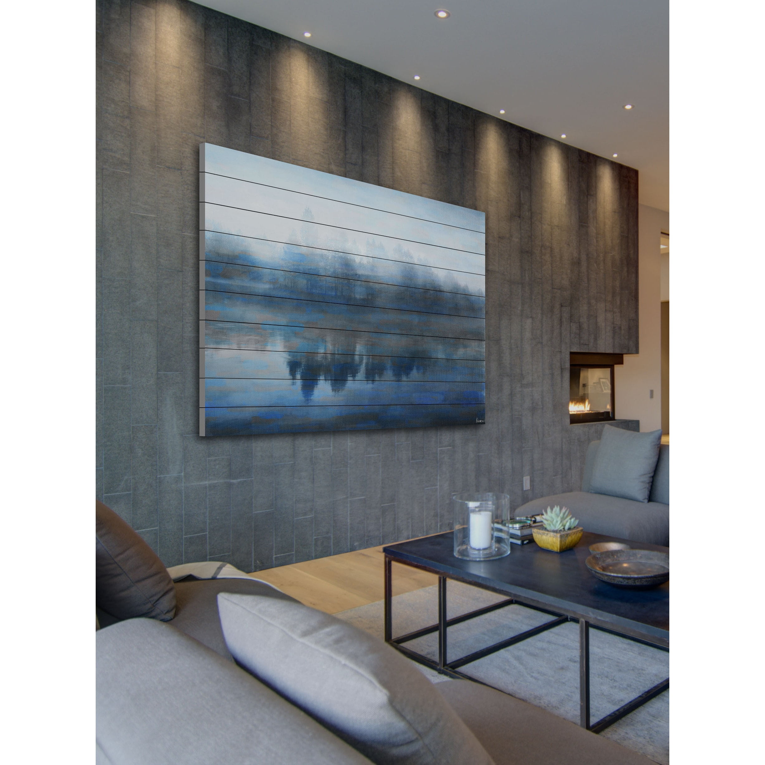 Parvez Taj  'Lake Marmont' Painting Print on White Wood 45 x 30