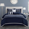 thumbnail image 2 of 7 Piece Bedding Comforter Set Luxury Bed In A Bag, King,Navy, 2 of 8