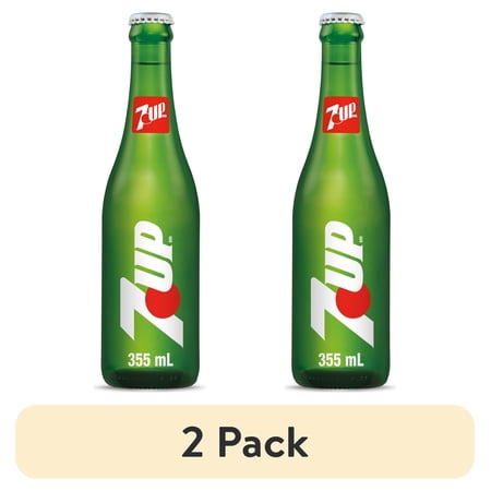 (2 pack) 7UP Caffeine Free Lemon Made in Mexico Lime Soda Pop, 12 fl oz, Glass Bottle