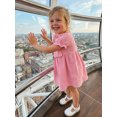 thumbnail image 6 of BemeyourBBs Kids Toddler Baby Girl Summer Cotton Linen Dress Clothes Puff Short Sleeve Ruffle Crew Neck Solid A-line Dress, 6 of 9