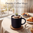 thumbnail image 3 of Onader 4-Pieces Coffee Mugs Set, Water Cups with Large Handle, 12 oz Ceramic Mugs Suitable for Tea Milk Latte, Stain-Resistant & Microwave Safe, Matte Black, 3 of 8