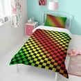 thumbnail image 4 of Rainbow Checkerboard Duvet Cover and Pillowcase Set for Single Bedding, Bedroom Accessories for Kids Teens, 4 of 5