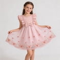 thumbnail image 1 of hengsof Robes pour Filles Robes Sans Manches à Volants Robes à Nœud Sucré Robes Imprimées à la Mode Robes en Tulle Style Princesse Mignon, 1 of 6