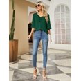 thumbnail image 4 of Blusa Ivicoer para mujer, cuello en V, acampanada, media manga, verde, talla M, 4 of 6