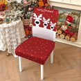 thumbnail image 6 of Christmas Chair Covers Set of 4, Red Chair Covers for Dining Chairs Reindeer Seat Covers, Washable Stretch Parsons Chair Slipcover, Removable Kitchen Chair Protectors Covers Holiday Restaurant Decor, 6 of 6