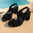 thumbnail image 4 of absuyy Womens Block Heel Sandals Chunky Heel T-Strap Open Toe Ankle Strap Casual Dress Sandals Black Comfortable Non-Slip Rubber Sole,Size 6.5, 4 of 9