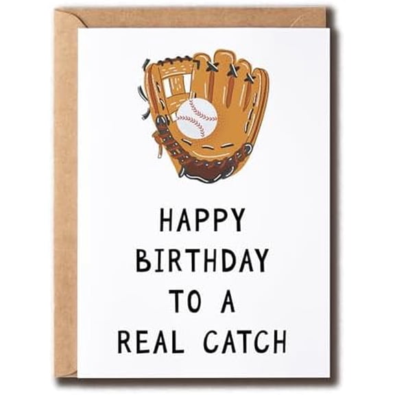 Happy Birthday to a Real Catch Card - Baseball Card - Baseball Birthday Card - Sport Card - Card For Husband Boyfriend - Funny Greeting Card$$Office