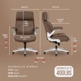 thumbnail image 4 of Shaquille O'Neal Cenzo Ergonomic Big and Tall Office Chair ,Flip-Up Arms PureSoft Upholstery High-Back Desk Chair with 400 lb Capacity, Brown, 4 of 13