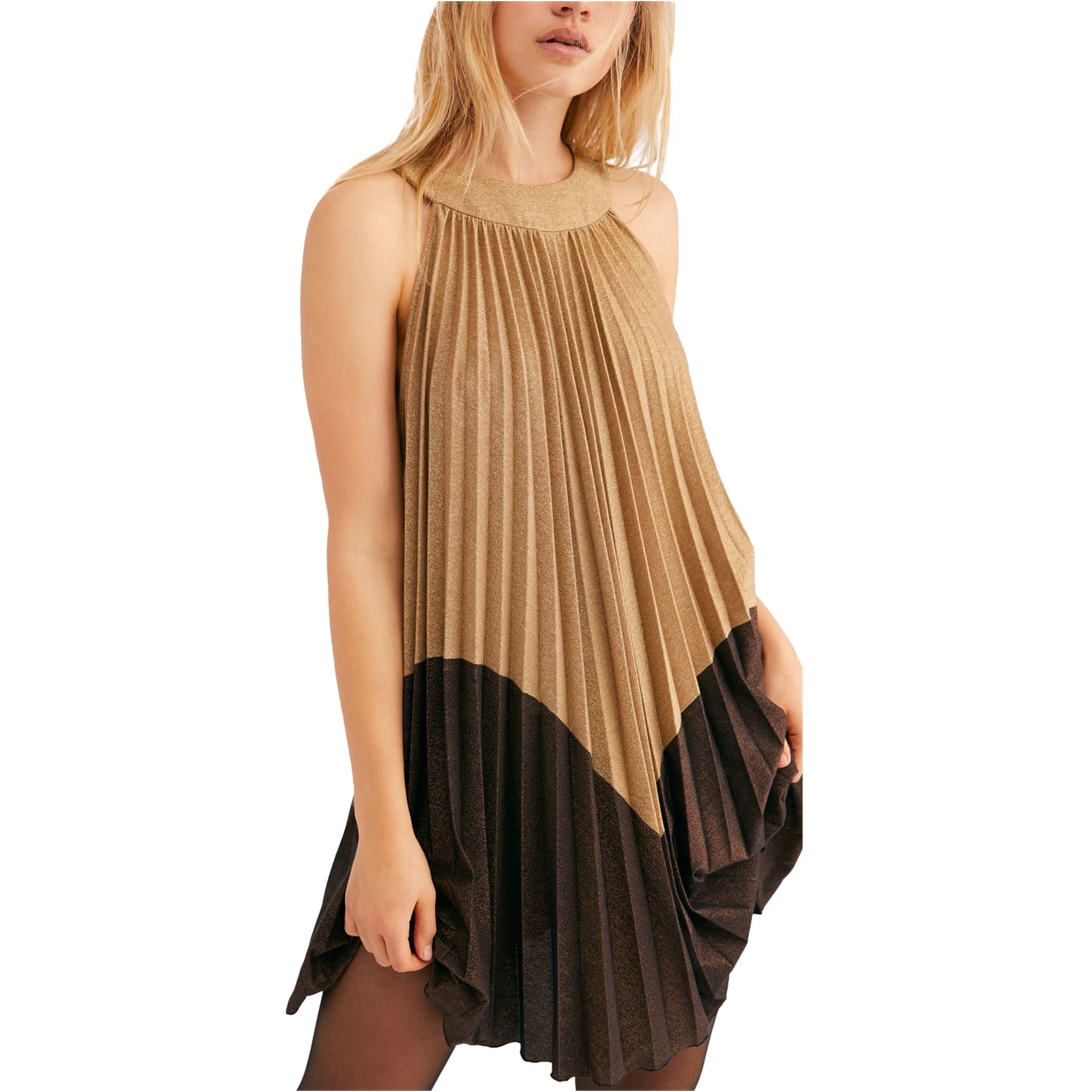 Free People Womens Pleated Love Metallic Mini Dress Multicoloured Large Walmart
