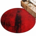 thumbnail image 2 of Round Area Rugs 3.3Ft, Red Non-Slip Washable Circle Rugs Carpet, Retro Oil Painting Modern Abstract Art Aesthetics Indoor Outdoor Rug Floor Mats Throw Runner for Bedroom Living Room Bathroom, 2 of 8