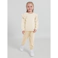 thumbnail image 5 of GYRATEDREAM Girls 2 Piece Outfit Cable Textured Ruffle Sweatshirt Jogger Pants Set, 18M-6T Kids Casual Tracksuit, 5 of 9