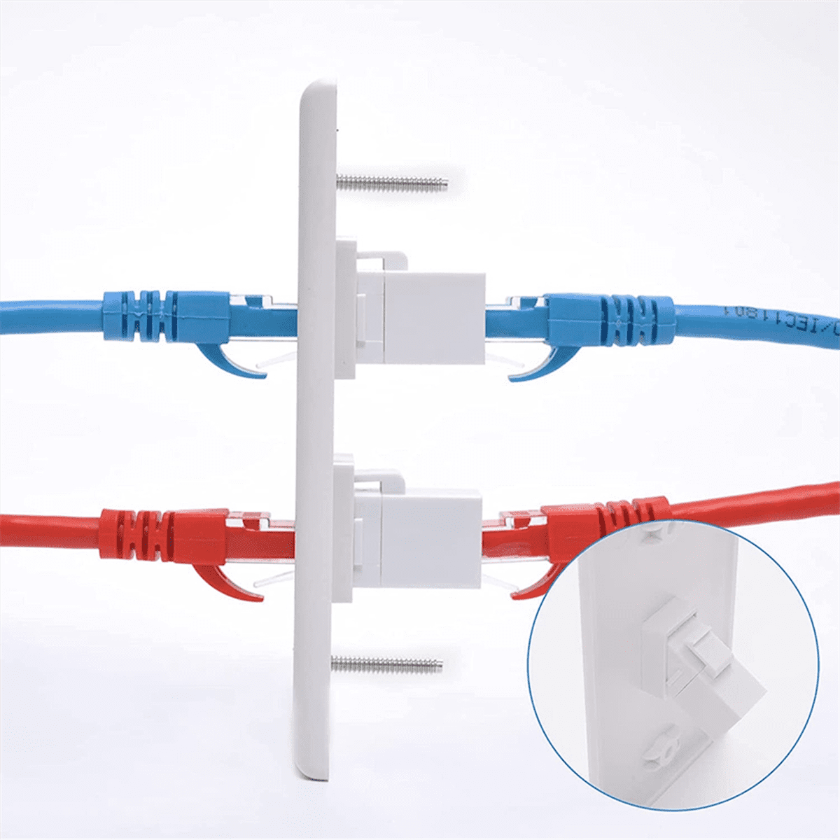 20 Pack 2 Port Ethernet Wall Plate, Cat6 Female to Jack RJ45 Inline Coupler Outlet, White