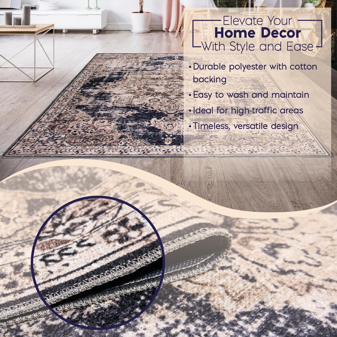 L'Baiet Cameron Abstract Washable Area Rug Ivory 2' x 6' Runner Rugs Carpet for Living Room, Bedroom, Kitchen, Entryway, Nursery, Playroom, Office | Boho Aesthetic Modern Colorful Home Decor