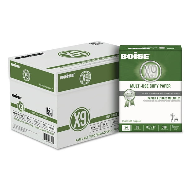 BOISE X9 MultiUse Copy Paper, 8.5" x 11" Letter, 92 Bright White, 24