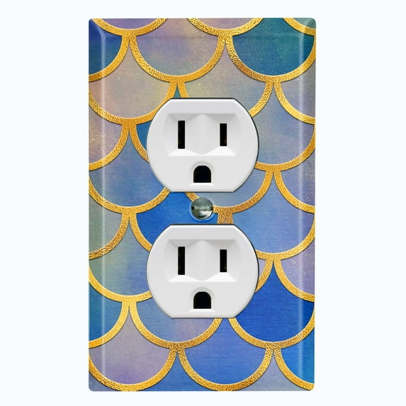 Metal Light Switch Plate Outlet Cover Mermaid Blue MER003