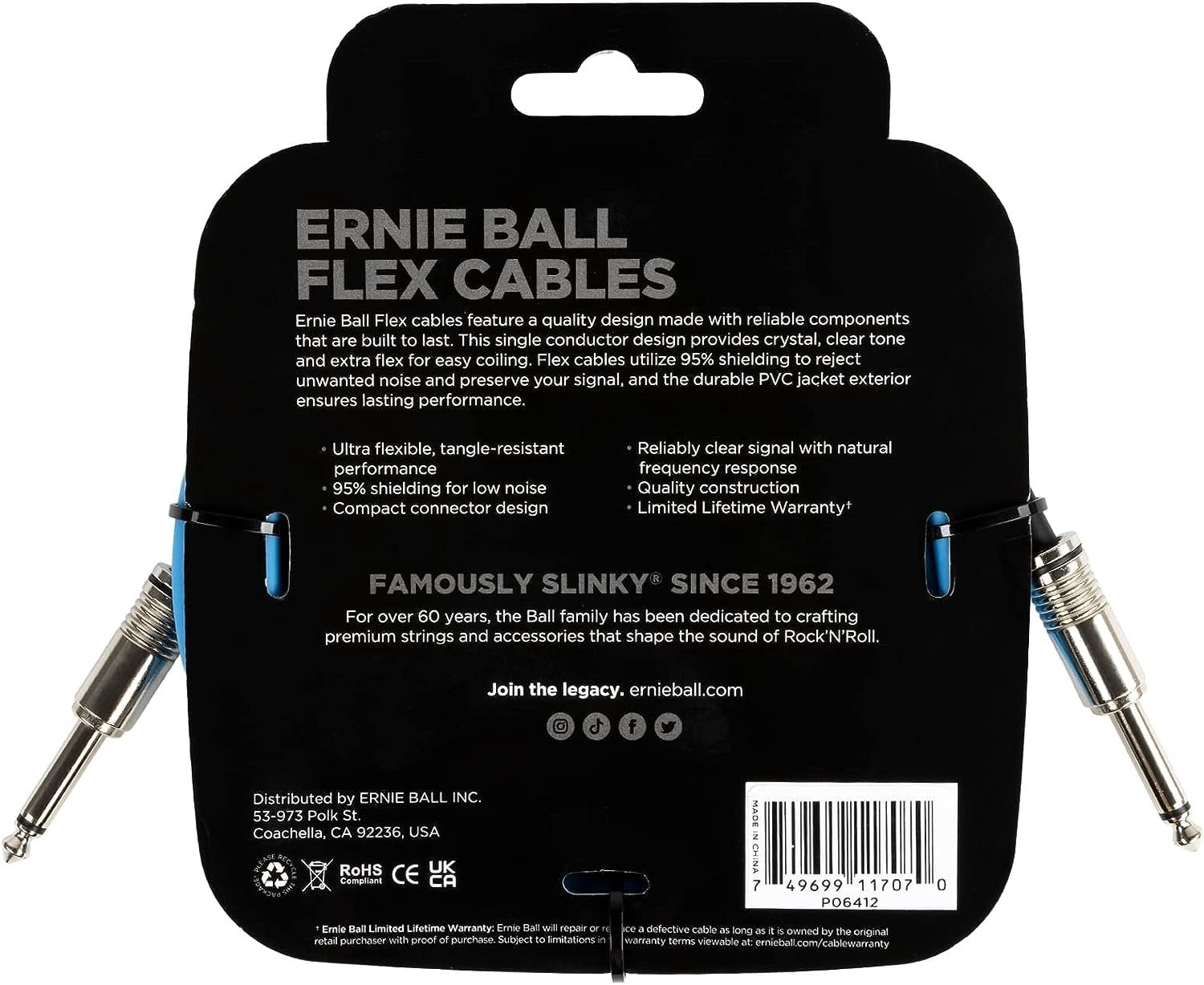 Ernie Ball 10 ft Flex Instrument Cable
