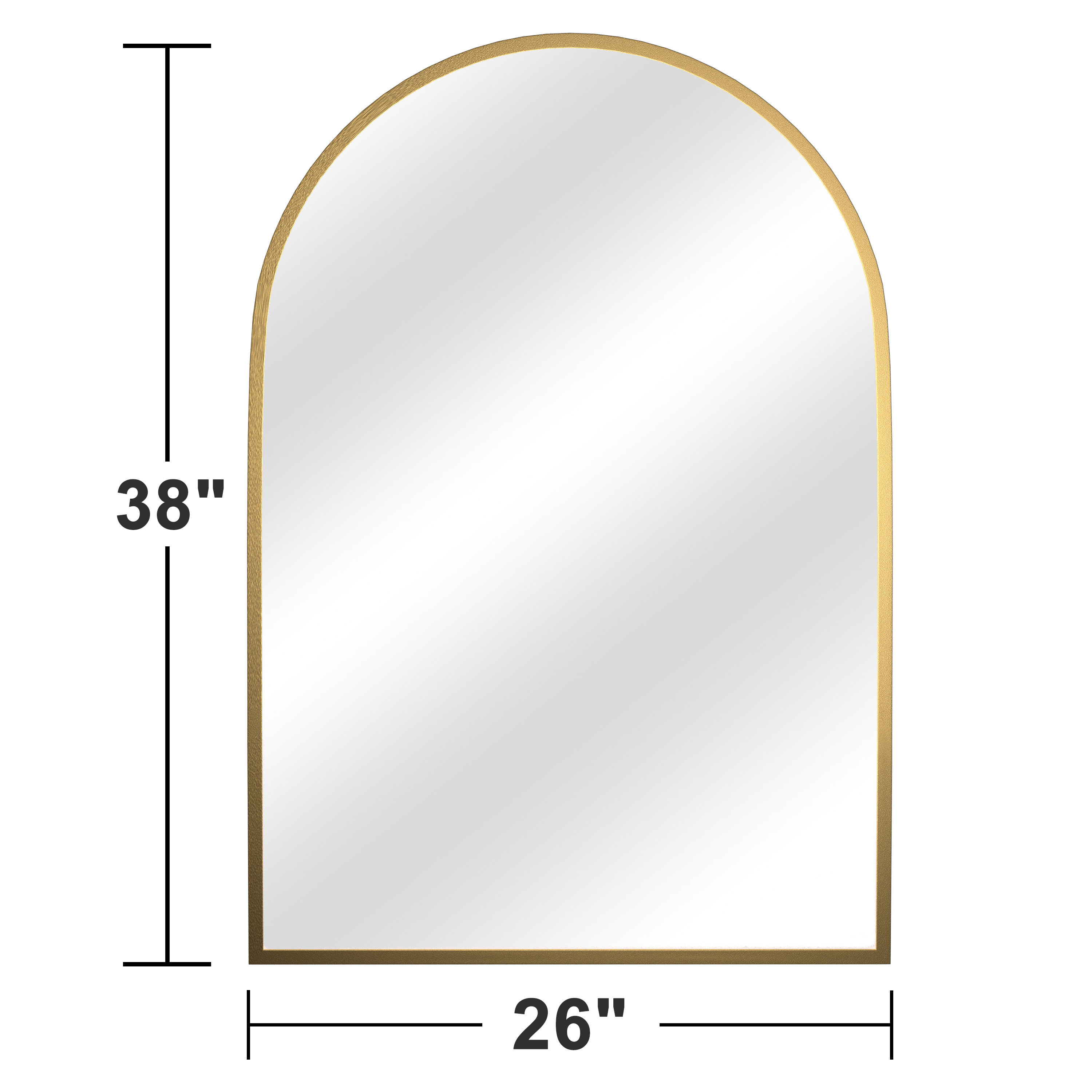 38"x26" Modern Arched Aluminum Alloy Frame Wall Mirror Wall Mounted Mirror,Gold