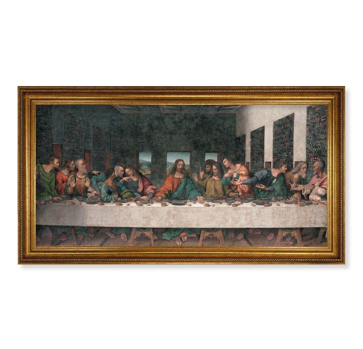 Last Supper Picture Framed Wall Art Decor, Extra Large, Antique Gold