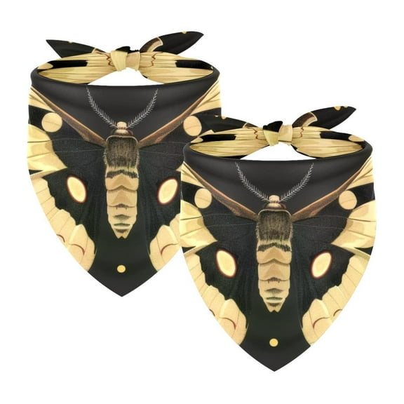 PhooArto Rose Flower Hawk Moth Pattern Dog Bandanas, 2 Pack Soft Washable Pet Scarf Triangle for Large Dogs Puppies and Cats
