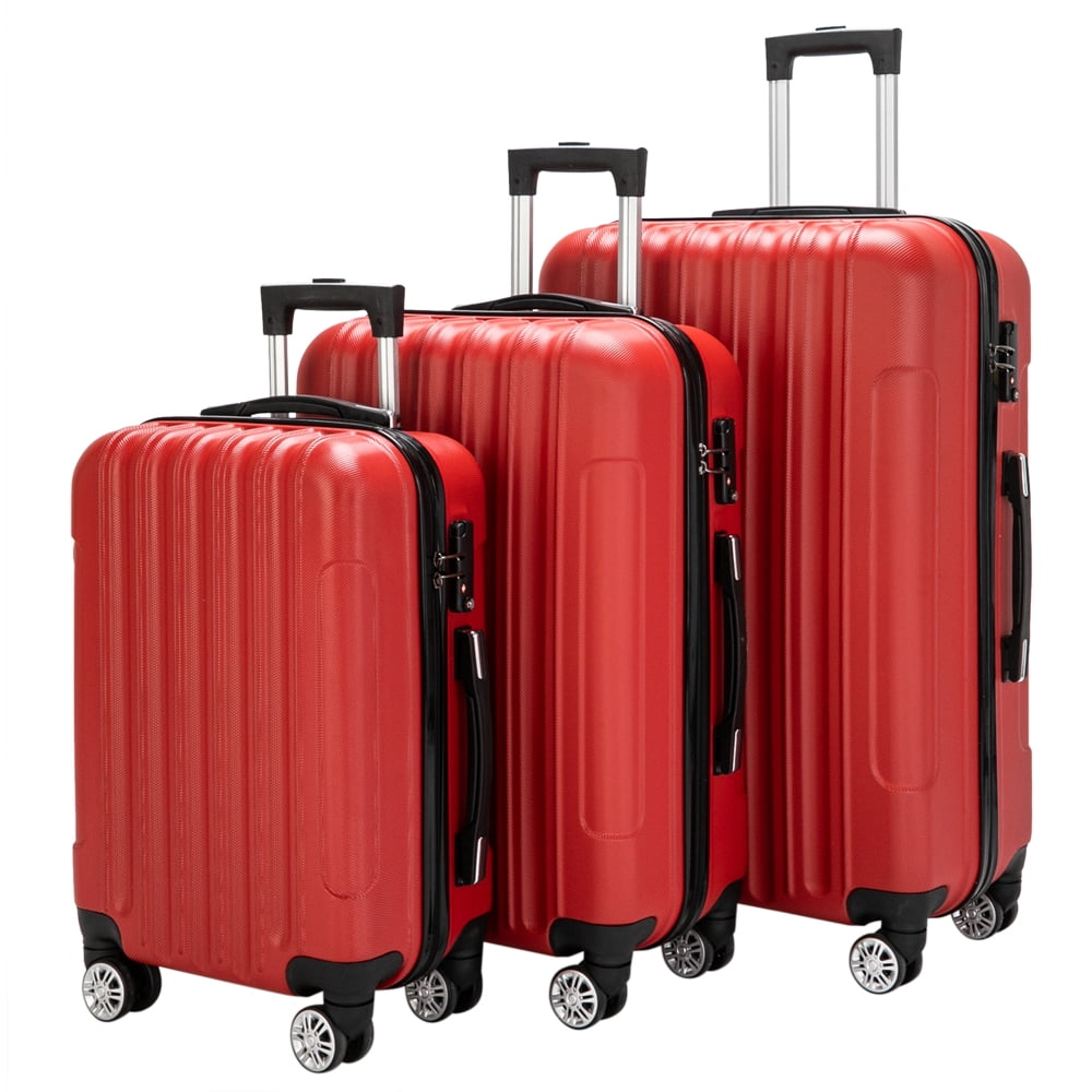 Lowestbest Traveling Luggage, 3Pcs Luggage Set, 20"+24"+28" Portable Large Capacity Luggage Bags for Travel, Rolling Traveling Storage Suitcase with Wheels, Red Lowestbest Traveling Luggage, 3Pcs Luggage Set, 20"+24"+28" Portable Large Capacity Luggage Bags for Travel, Rolling Traveling Storage Suitcase with Wheels, Red