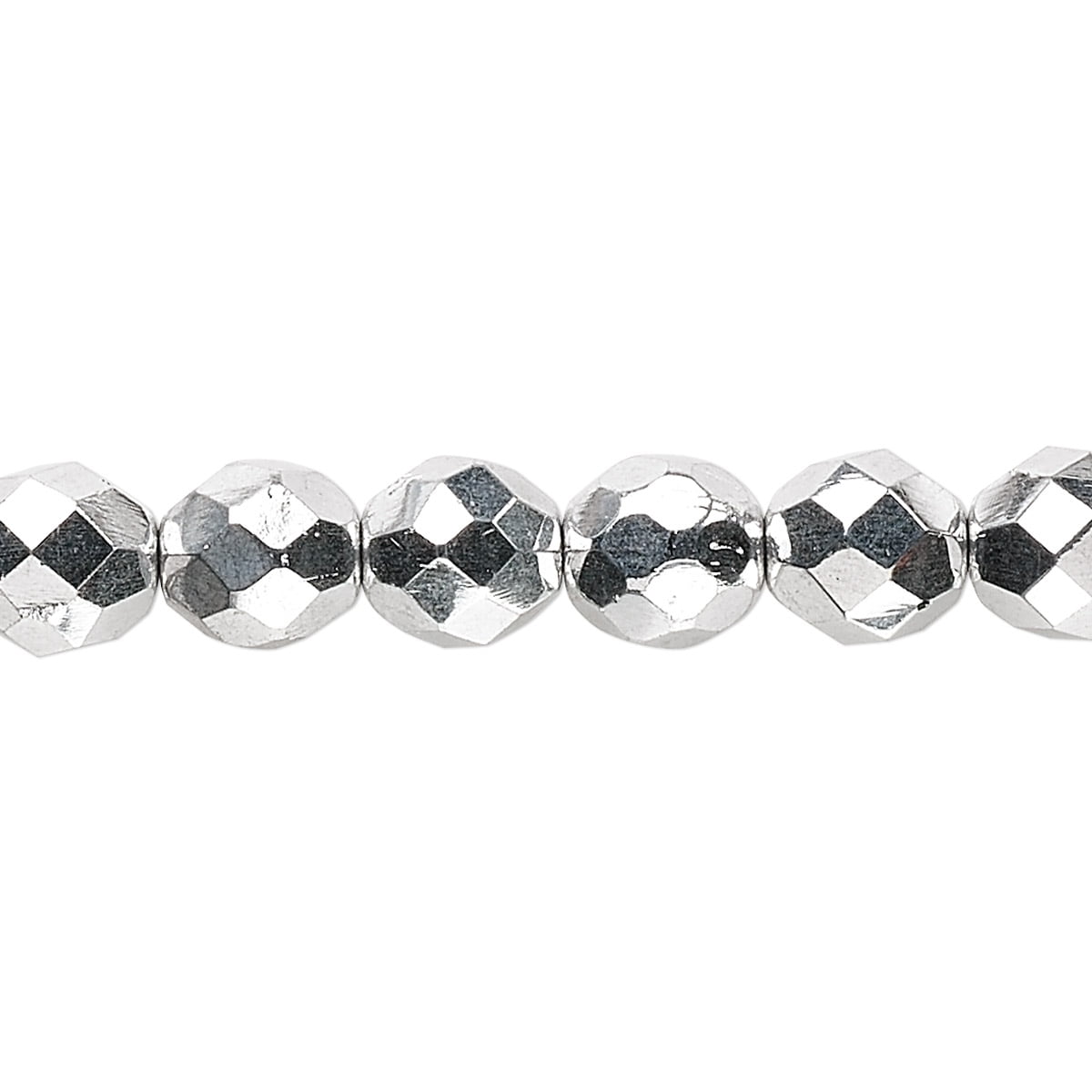Smooth Shiny Silver Heishi Beads 6mm White Metal 16 Inch Strand 