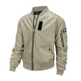thumbnail image 4 of 2024 Mens Bomber Jackets Zipper Long Sleeves Pockets Thin Topcoat Baseball Jacket Spring Autumn Loose Outer Wear Pilot Jacket, 4 of 4