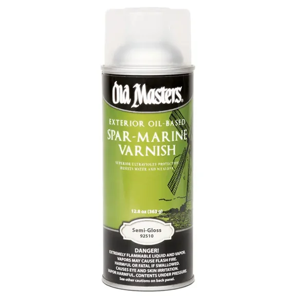 12 oz Old Masters 92510 Clear Spar-Marine Varnish Oil-Based Exterior Spray Coating, Semi-Gloss