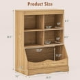 thumbnail image 2 of LINJH Storage Cabinet, Small Bookshelf, Short Bookcase with 4 Open Cube & Bottom Compartment, Anti-Tipping Device, Foot Pads, Cubby Storage Organizer for Study, Living Room-Natural, 2 of 10