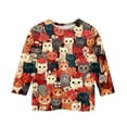 thumbnail image 3 of CCRFTGI Cute Shirts for Children Girls Size 6-7 Girls Clothes 3/4 Sleeve Novelty Animal Print Blouses Lightweight Round Neck Tunic Tops Royal Blue 12-13 Years, 3 of 4
