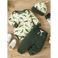 thumbnail image 6 of WIBACKER Newborn Baby Boy Clothes Fish Print Long Sleeve Baby Romper+Waffle Pants w/Hat 3PCS Spring Fall Outfits, 6 of 7