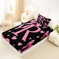 thumbnail image 4 of Erosebridal Pink Bows Girls Twin Sheet Sets,Letter R Monogrammed Bedding For Girls Kids 3 Pieces, 4 of 6