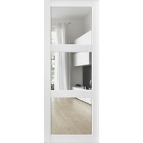 Slab Barn Door Panel Clear Glass 3 Lites | Lucia 2555 Matte White | Sample of Door Color