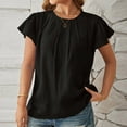 thumbnail image 4 of Homenesgenics Tops for Women Plus Size,Tunic Tops for Women,Crop Tops for Women Fashion Women's Casual Comfortable Solid- Neck 1/2 Sleeved Tops Blouse T-Shirt Black XL, 4 of 5